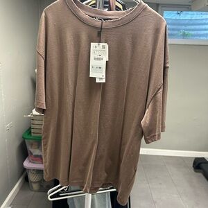 Zara Boyfriend Brown Short Sleeve T-Shirt